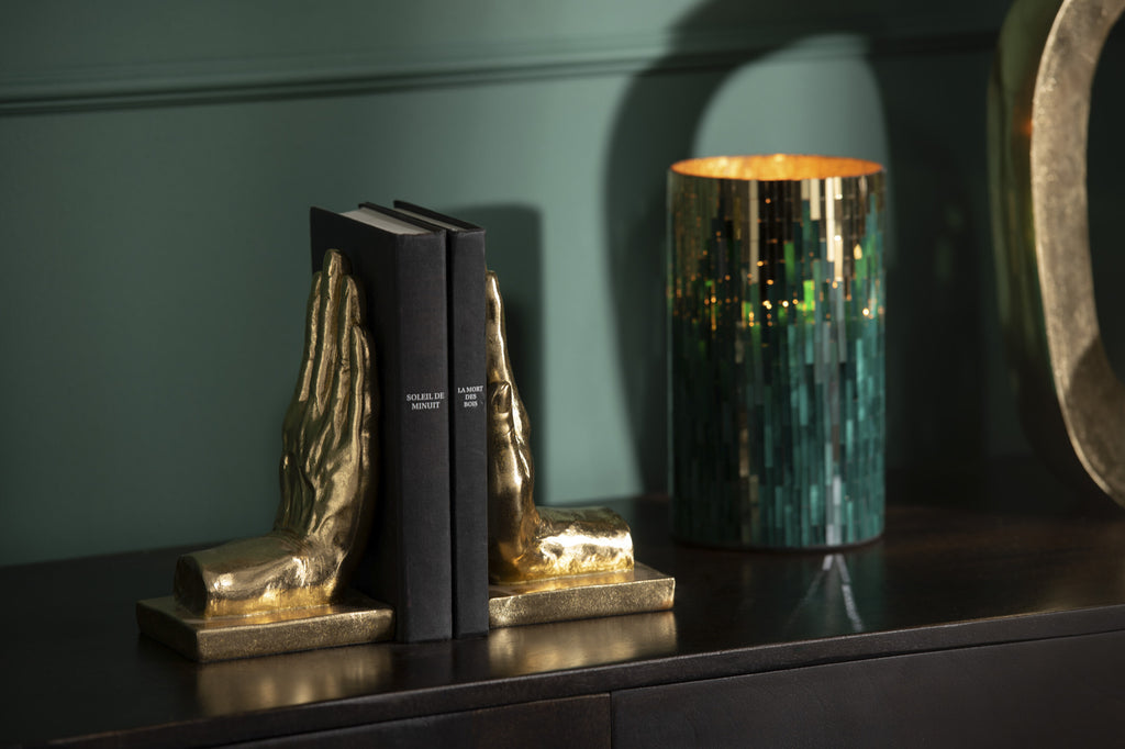 S/2 Boekensteun Handen Poly Goud