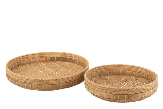 Set van 2 Schalen Rond Rotan Naturel