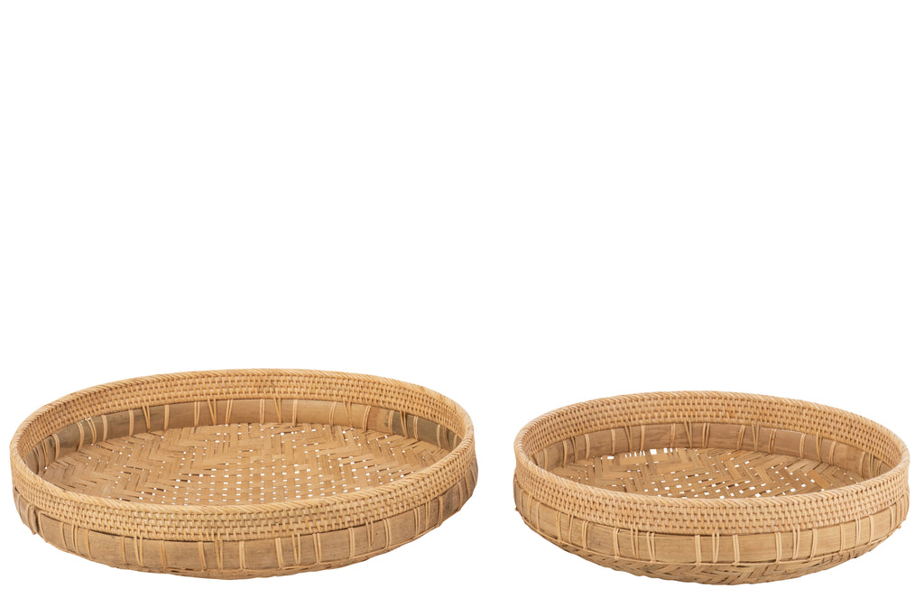 Set van 2 Schalen Rond Rotan Naturel