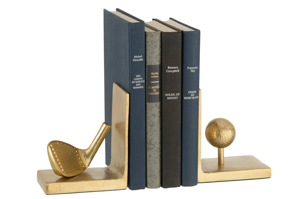 Set van twee boekensteunen golf aluminium goud
