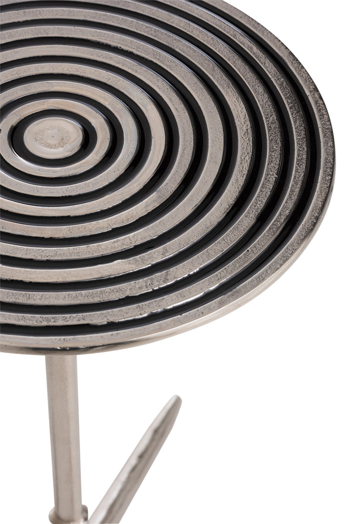 Set van twee bijzettafels ronde cirkels aluminium zilver/zwart