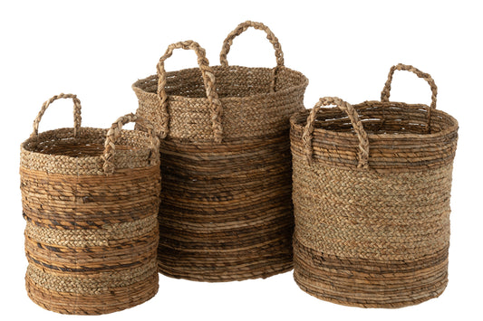 Set van 3 manden Lucie Raffia Natural