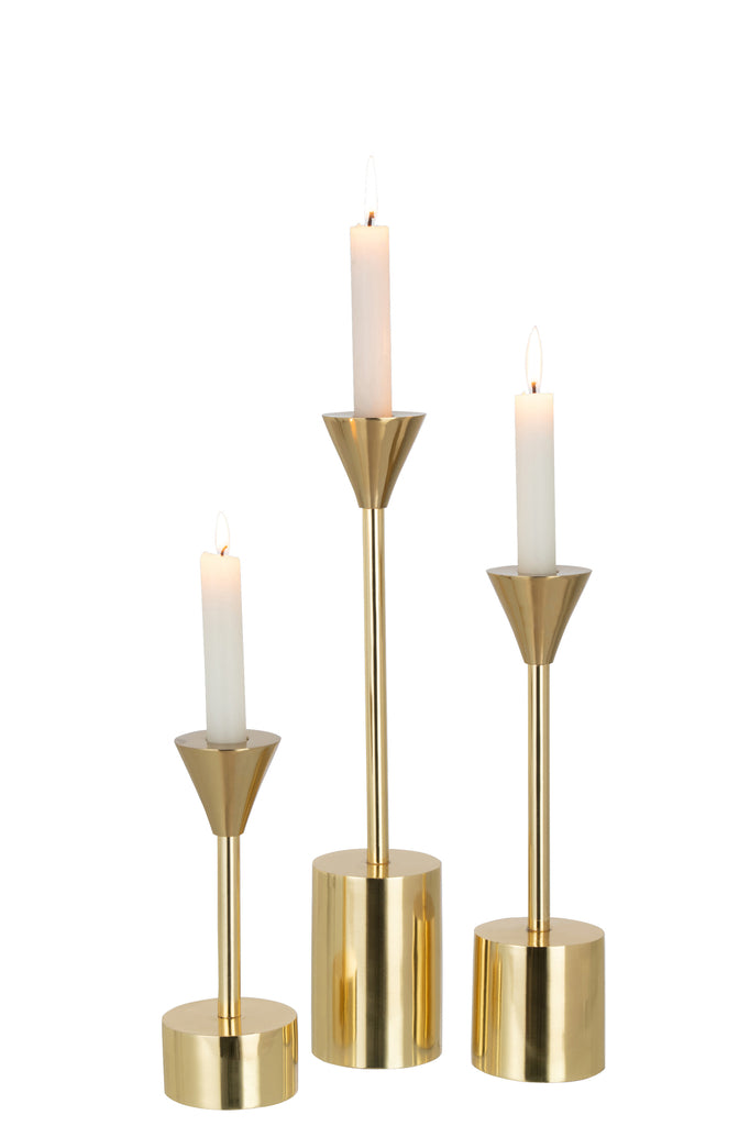 Set van drie kandelaars Emma aluminium glanzend goud