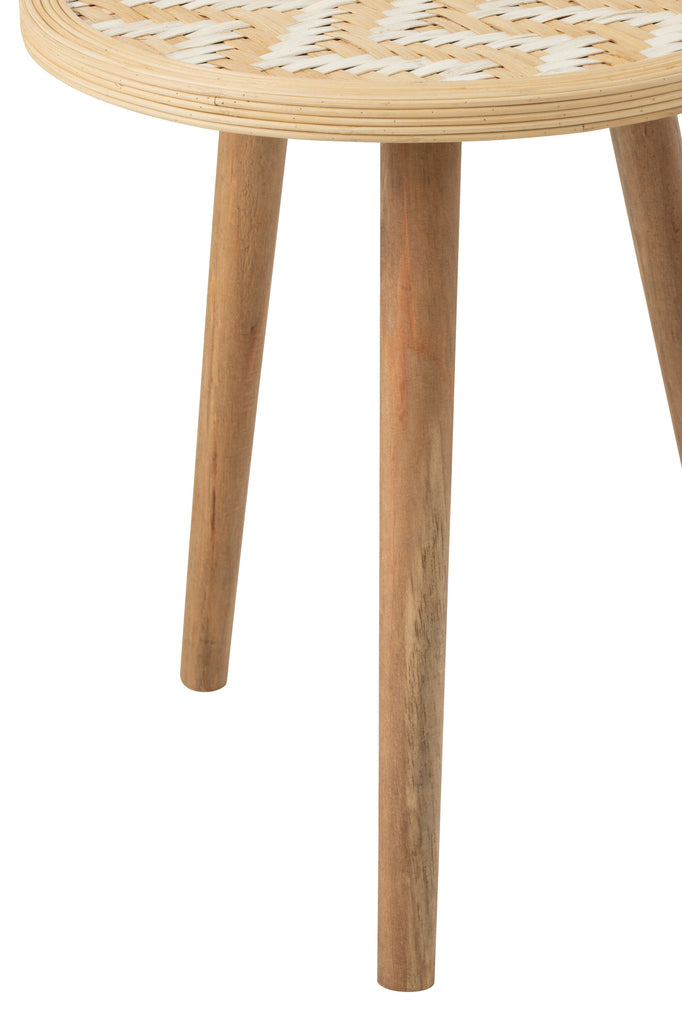 Set van 3 bijzettafelpatronen 3 poten bamboe/hout natuurlijk/wit