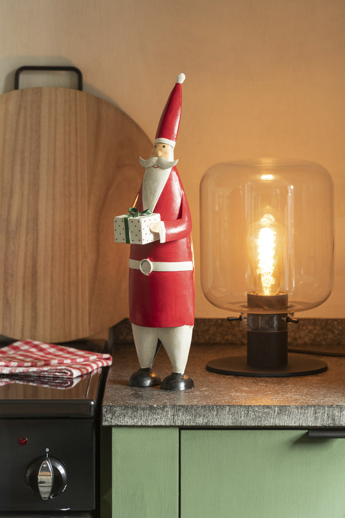 Santa Gift Iron Wit/Rood Groot