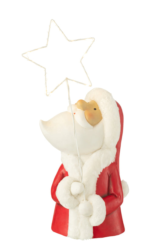 Santa Led Ster Hars Wit/Rood Groot