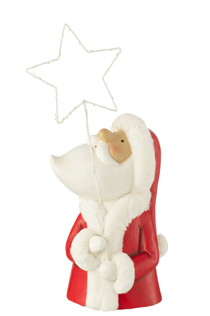 Santa Led Ster Hars Wit/Rood Groot