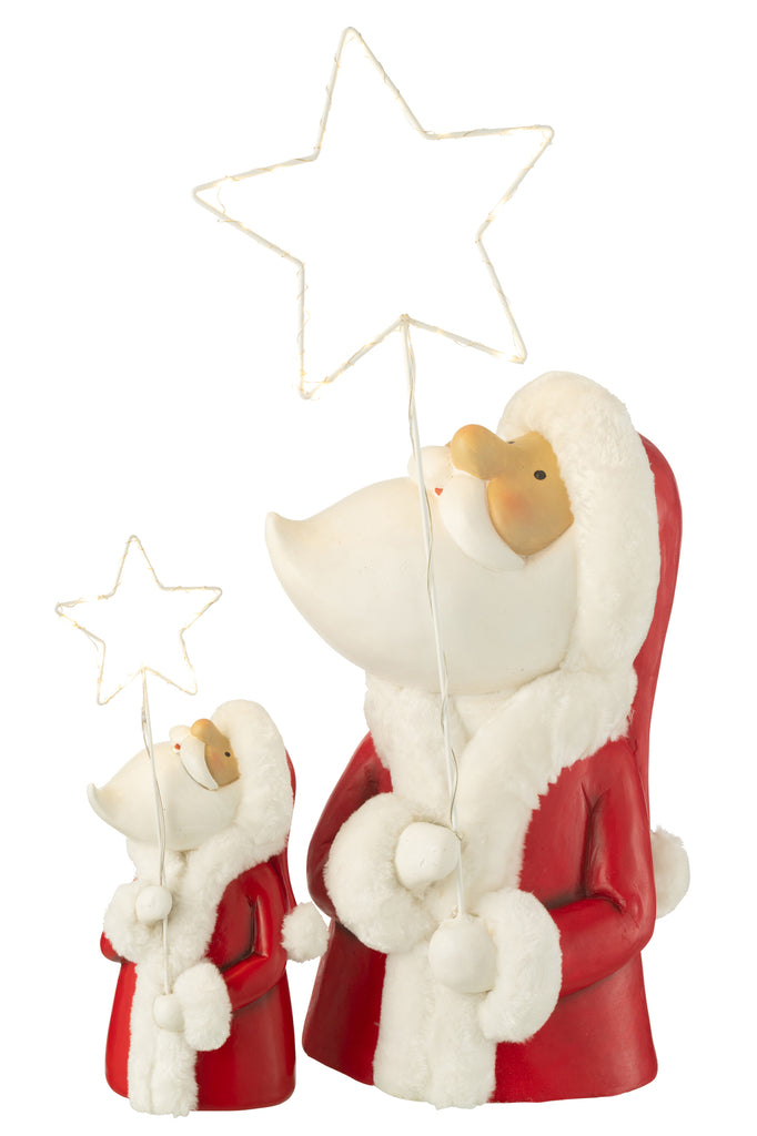 Santa Led Ster Hars Wit/Rood Groot
