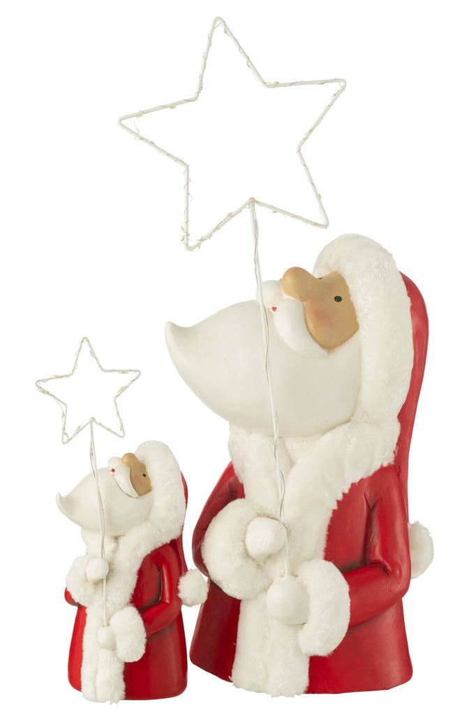 Santa Led Ster Hars Wit/Rood Groot
