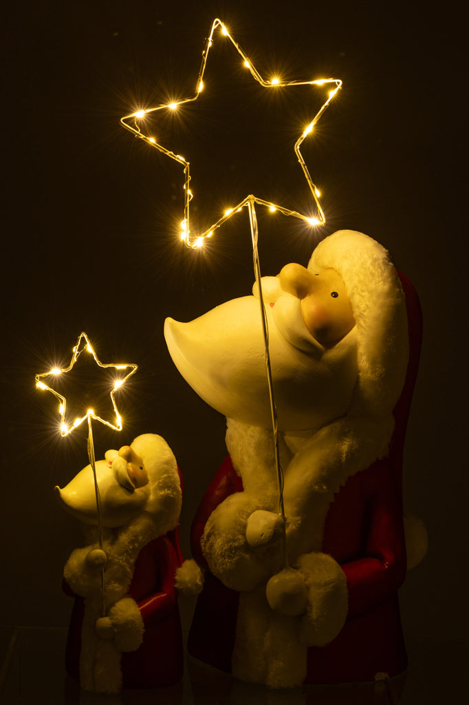 Santa Led Ster Hars Wit/Rood Groot