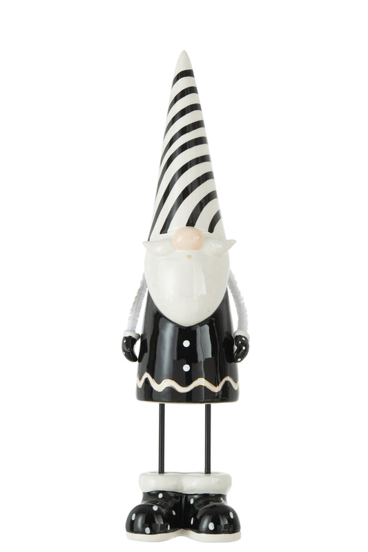 Santa Standing Stripes Keramiek Zwart/Wit Groot
