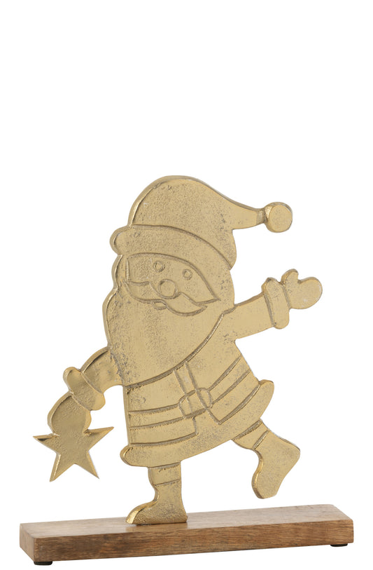 Santa Ster Op Voet Aluminium/Hout Goud Groot