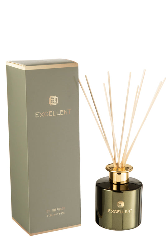 Geurolie+Sticks Excellent Bergamot Hout Groen