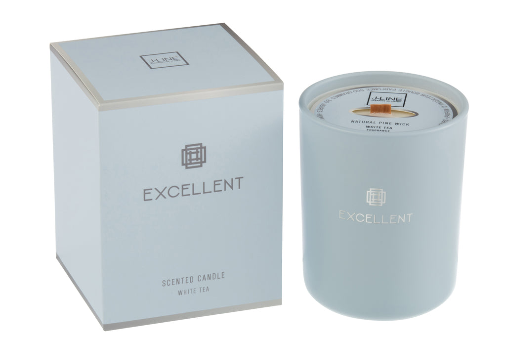 Geurkaars Excellent Glass Lichtblauw Groen Medium-80U