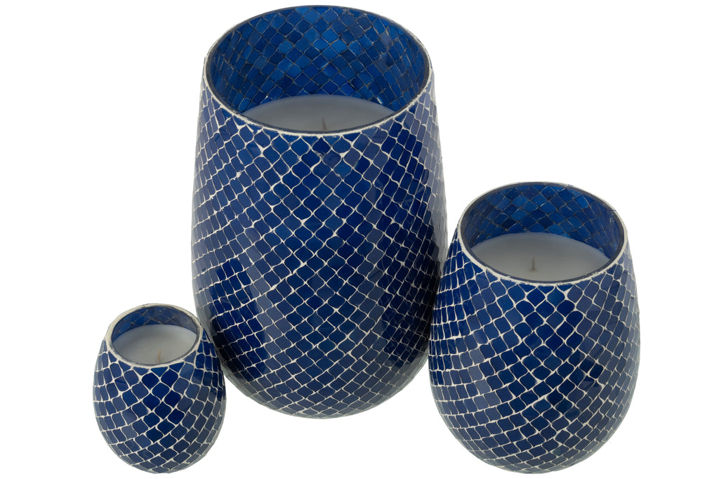 Geurkaars Mia Mosaic Blauw Groot-230H