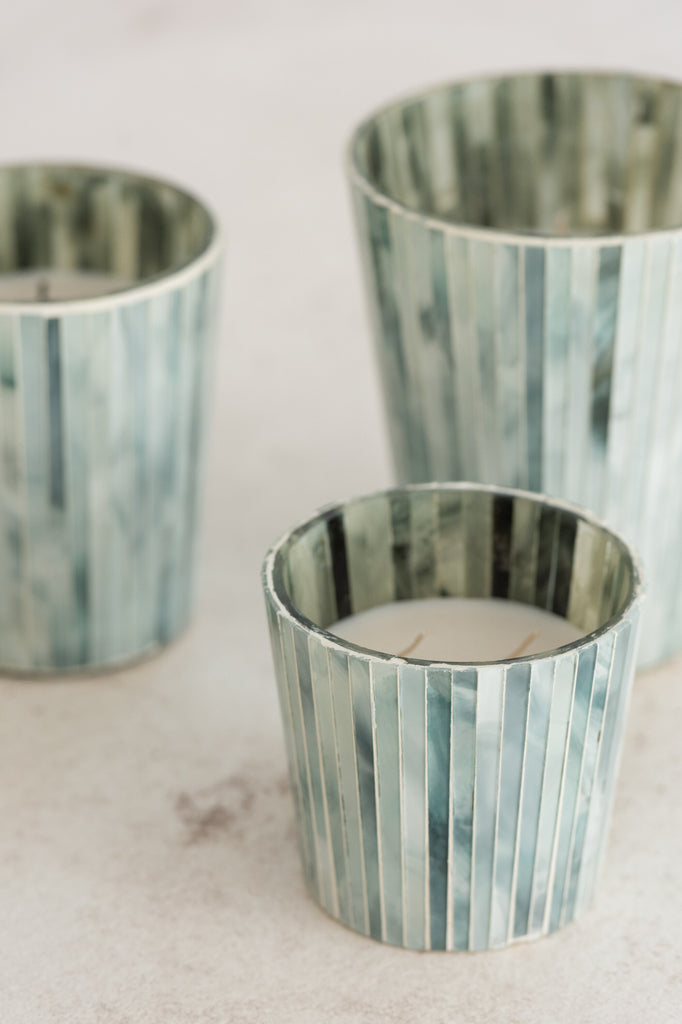 Geurende Kaars Noa Seaside Bliss Lichtblauw Medium-55 Uur