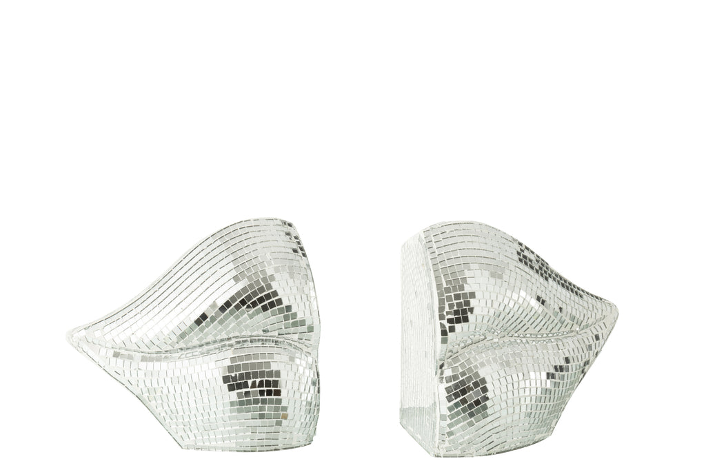 Set van 2 boekensteunen Lippen Spiegel Hars Zilver