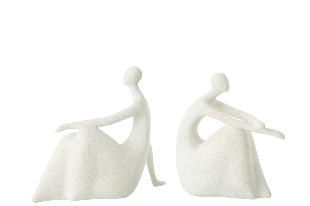Set van 2 dames zittend modern hars mat wit