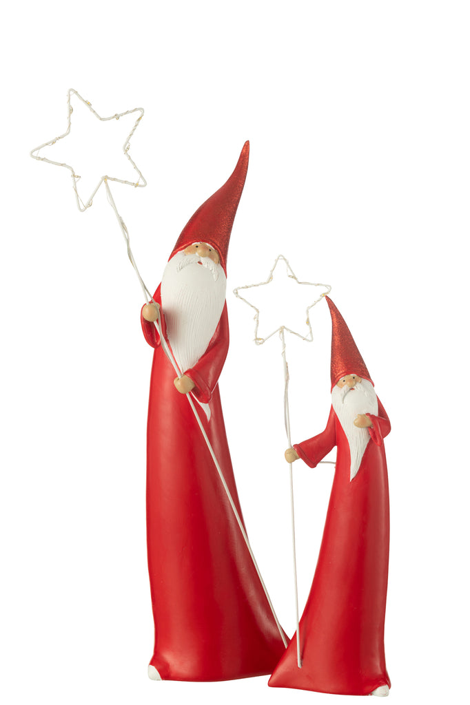 Set van 2 Santa Led Star Resin Wit/Rood