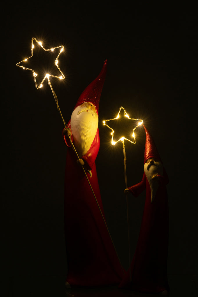 Set van 2 Santa Led Star Resin Wit/Rood
