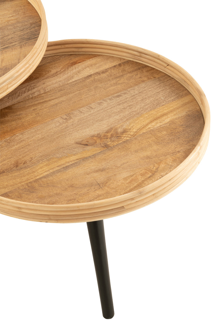 Set van 3 salontafels rond mangohout natuurlijk