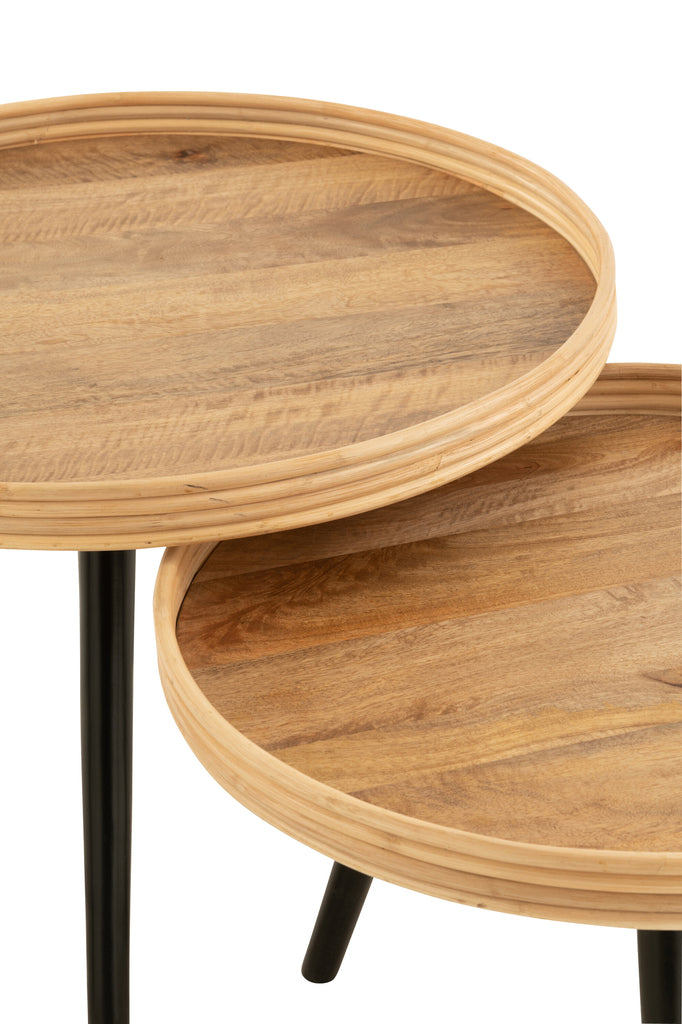 Set van 3 salontafels rond mangohout natuurlijk