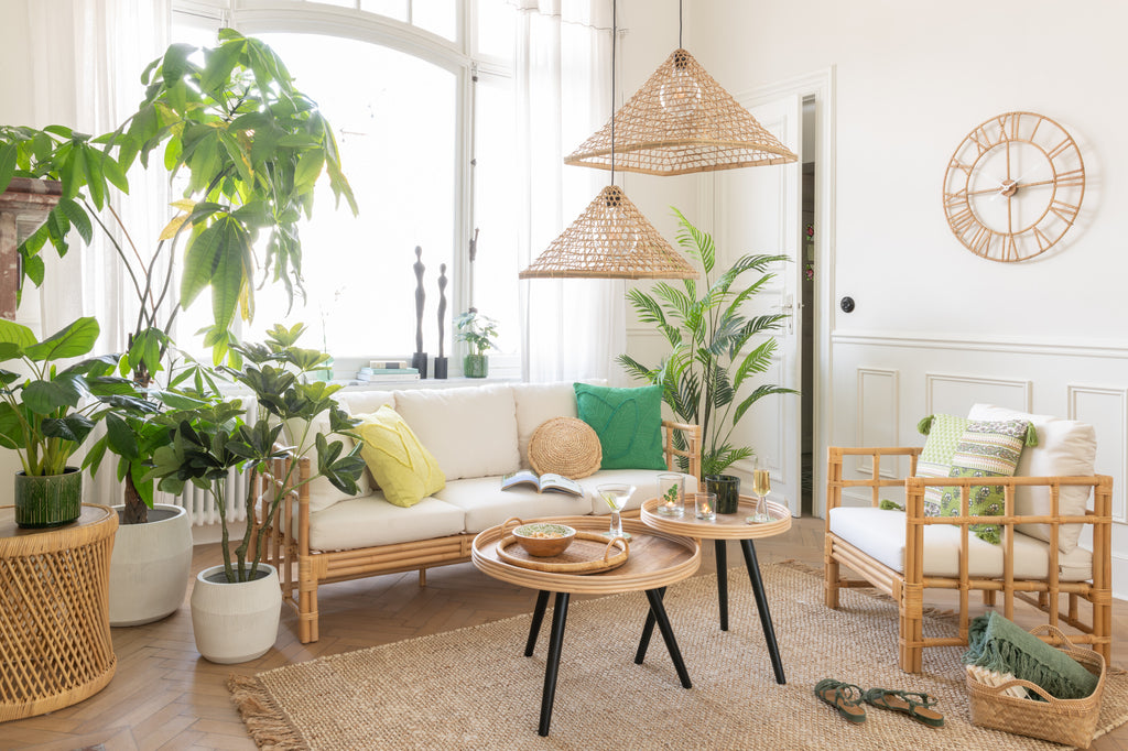 Set van 3 salontafels rond mangohout natuurlijk