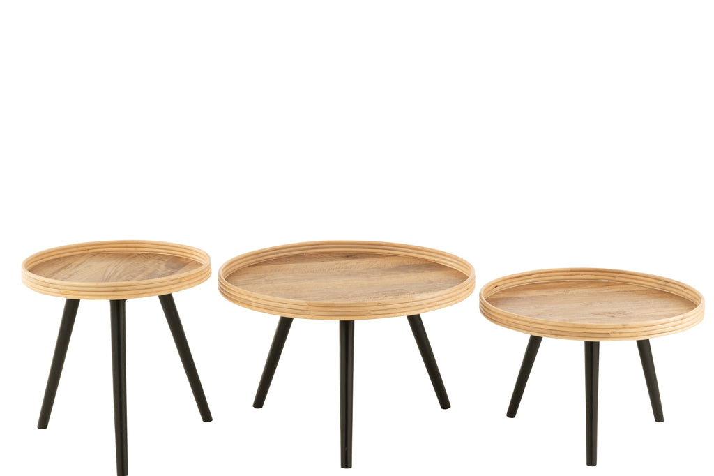 Set van 3 salontafels rond mangohout natuurlijk
