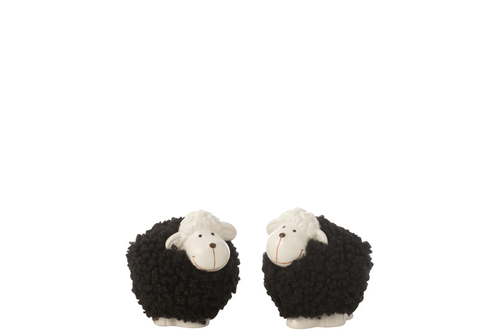 Schapen Porselein Wit/Zwart Klein Assortiment Van 2