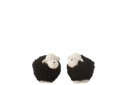 Schapen Porselein Wit/Zwart Klein Assortiment Van 2