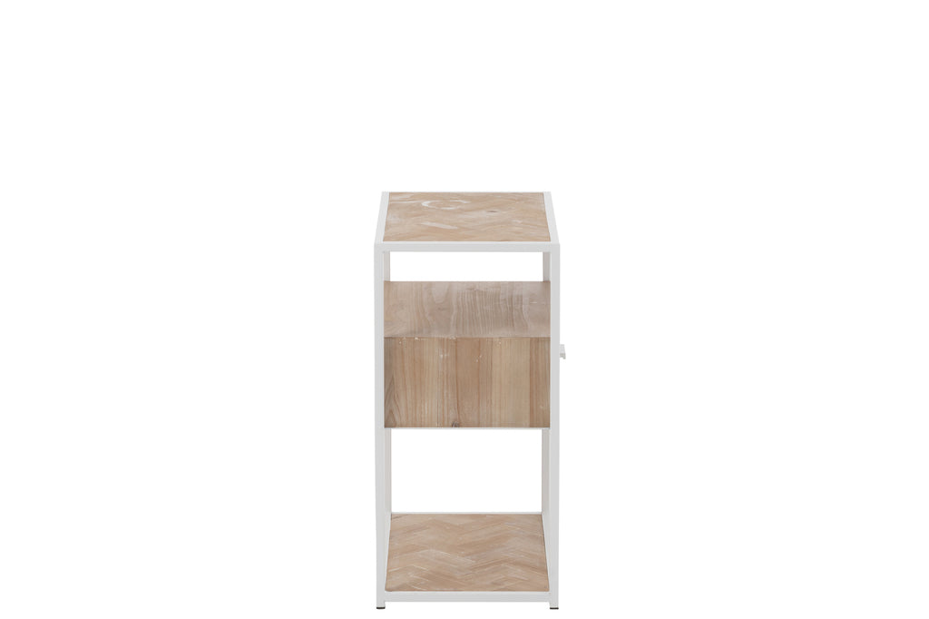 Bijzettafel Zigzag 1 Lade Hout/Metaal Naturel/Wit