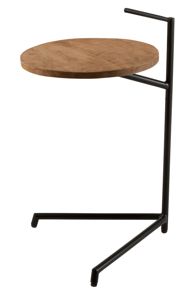 Bijzettafel Bistro Rond Mangohout/IJzer Naturel/Zwart