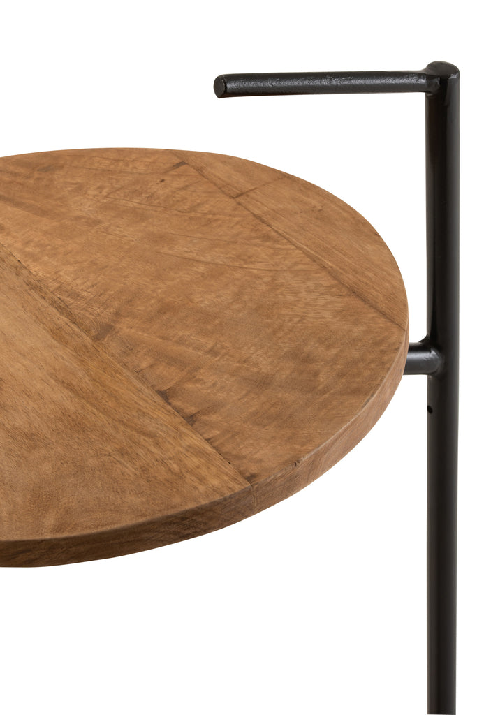 Bijzettafel Bistro Rond Mangohout/IJzer Naturel/Zwart