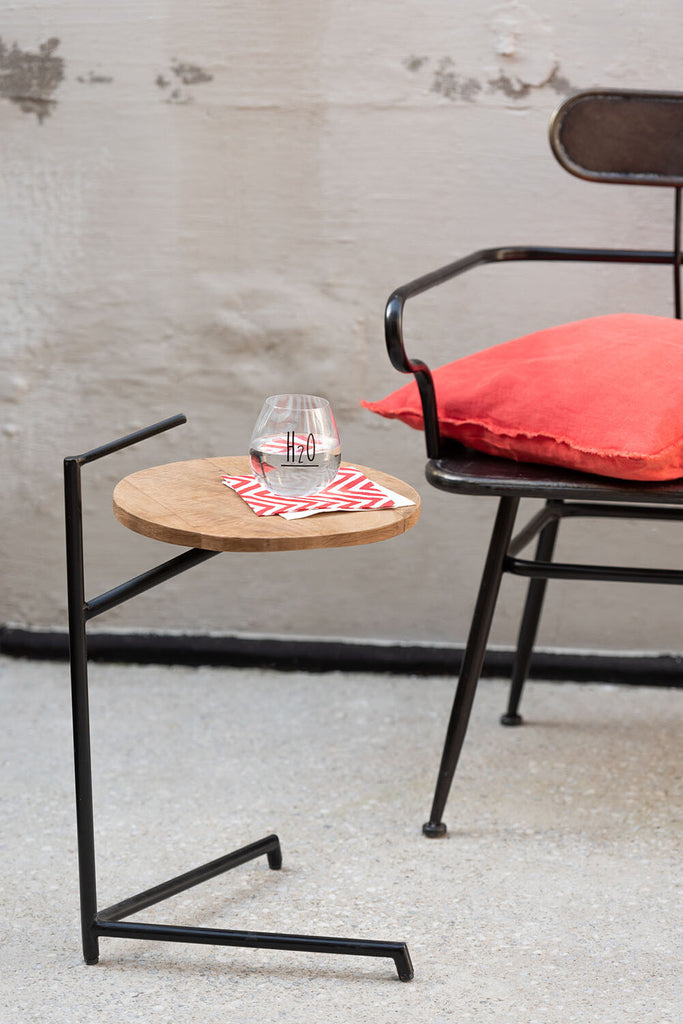 Bijzettafel Bistro Rond Mangohout/IJzer Naturel/Zwart