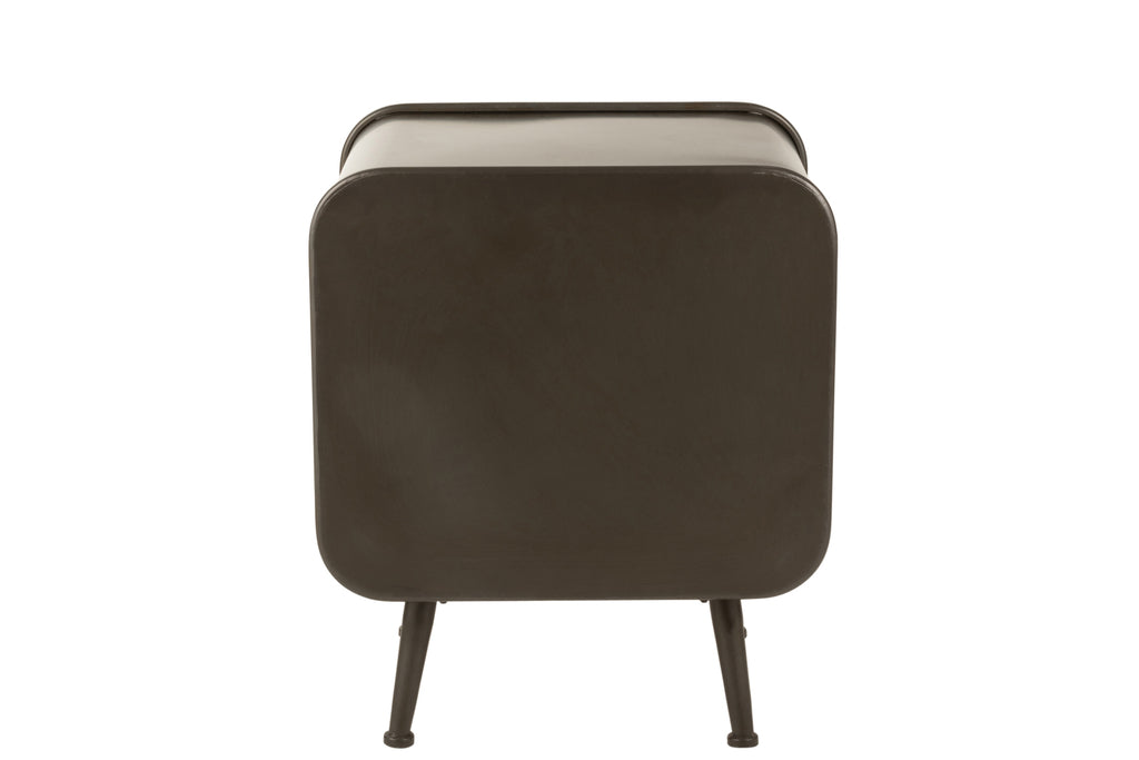 Bijzettafel 1 Lade Metaal/Hout Zwart/Natuurlijk