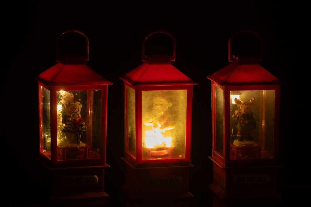 Sneeuwbol Lantaarn Led Kerst Hars Assortiment Van 3