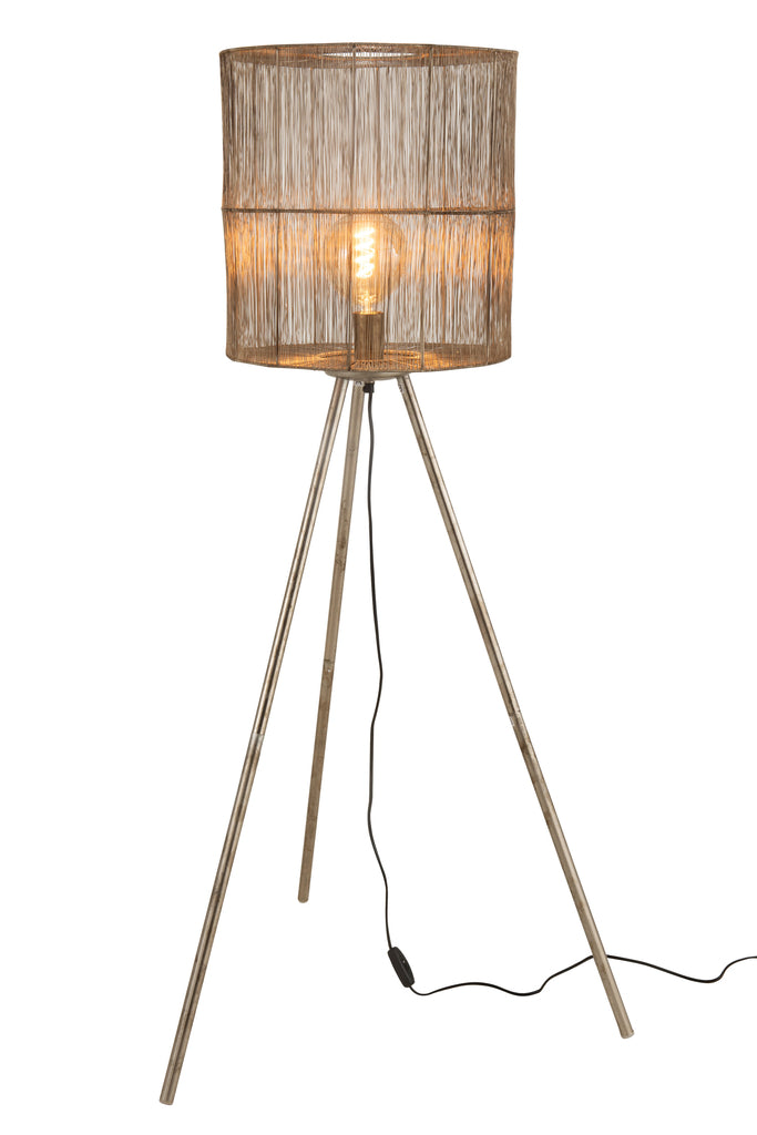 Staande lamp metaal antiek bruin groot