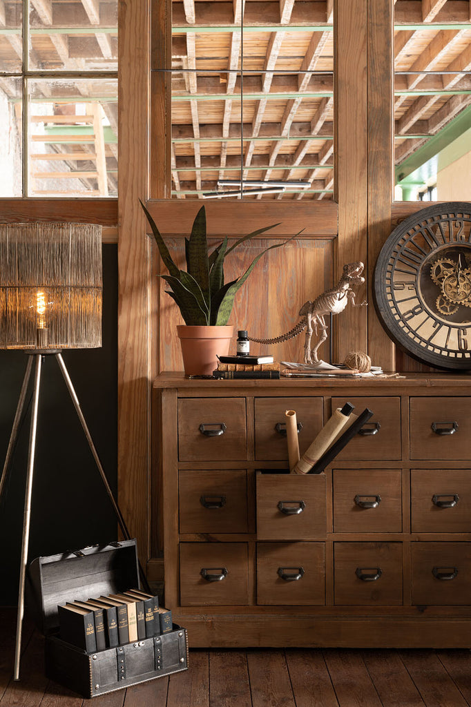 Staande lamp metaal antiek bruin groot