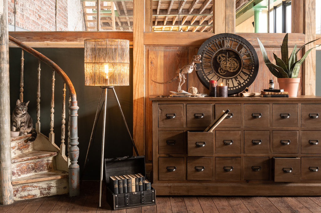 Staande lamp metaal antiek bruin groot