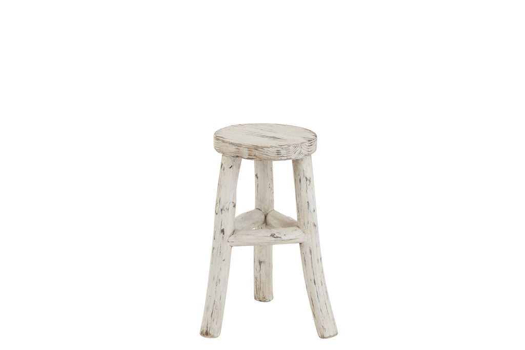 Kruk Ibiza Rond Hout White Wash