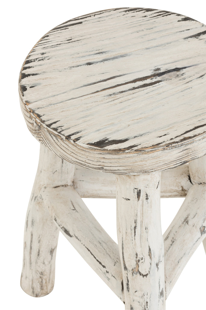 Kruk Ibiza Rond Hout White Wash