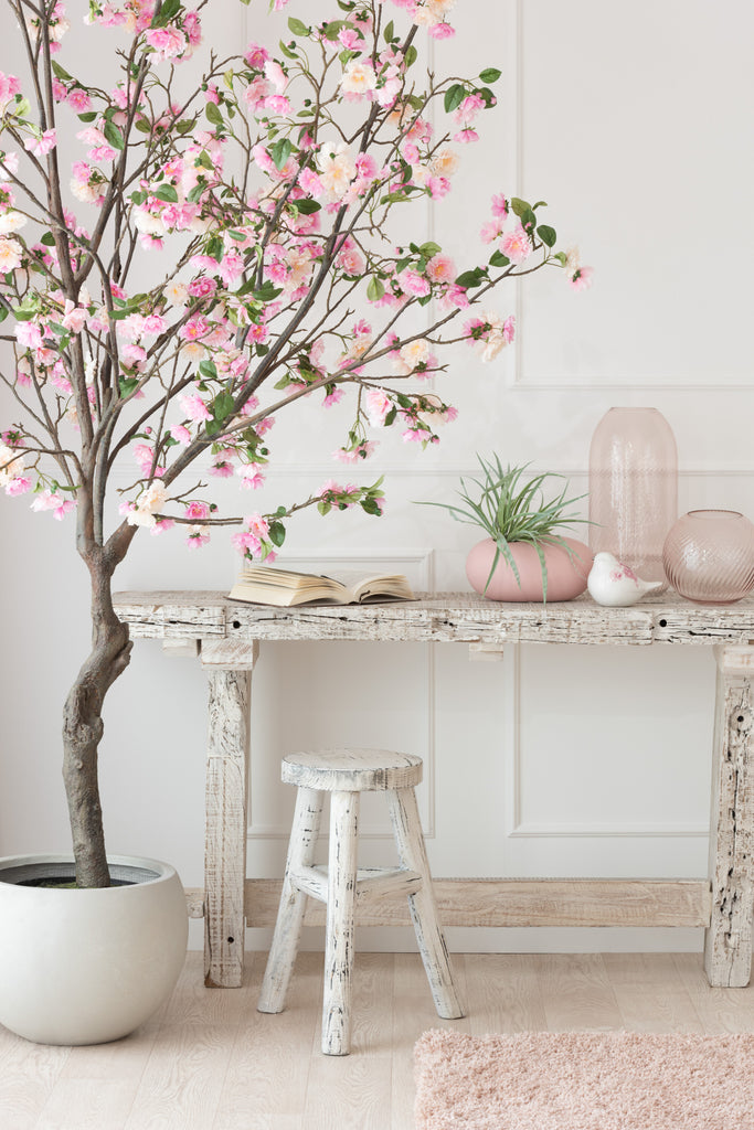 Kruk Ibiza Rond Hout White Wash