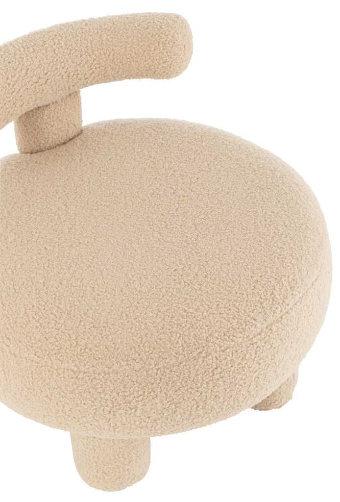 Kruk Rond Met Rugleuning Bouclé Warm Beige