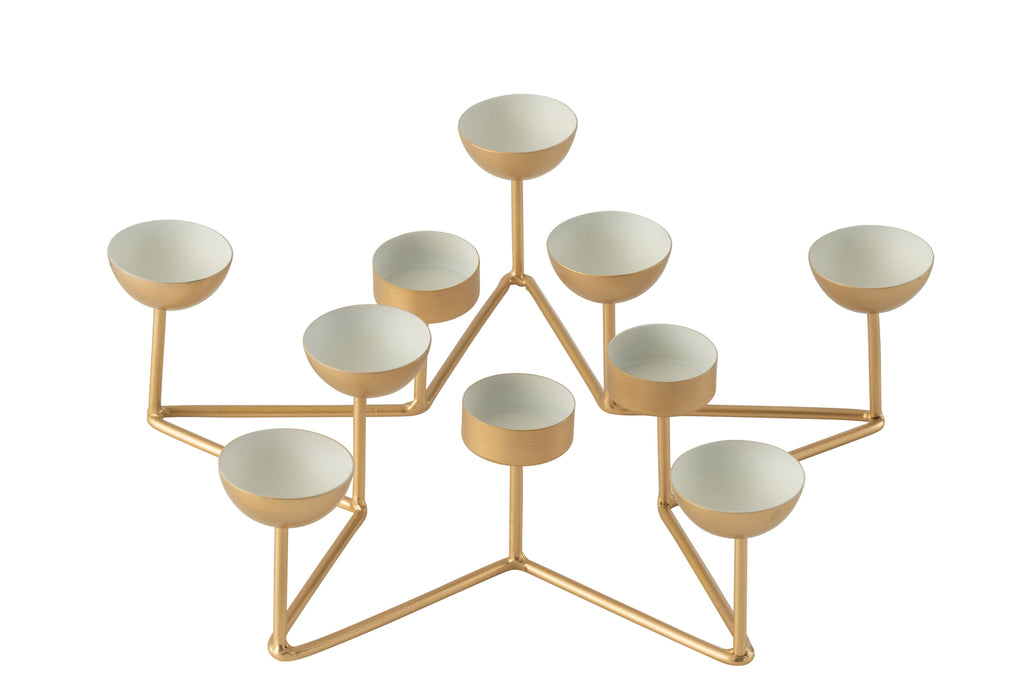 T-Light Holder Ster Metaal Wit/Goud