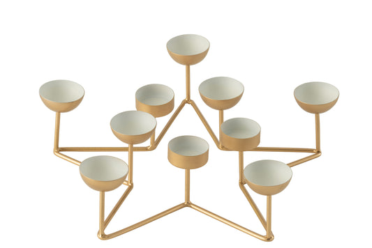 T-Light Holder Ster Metaal Wit/Goud