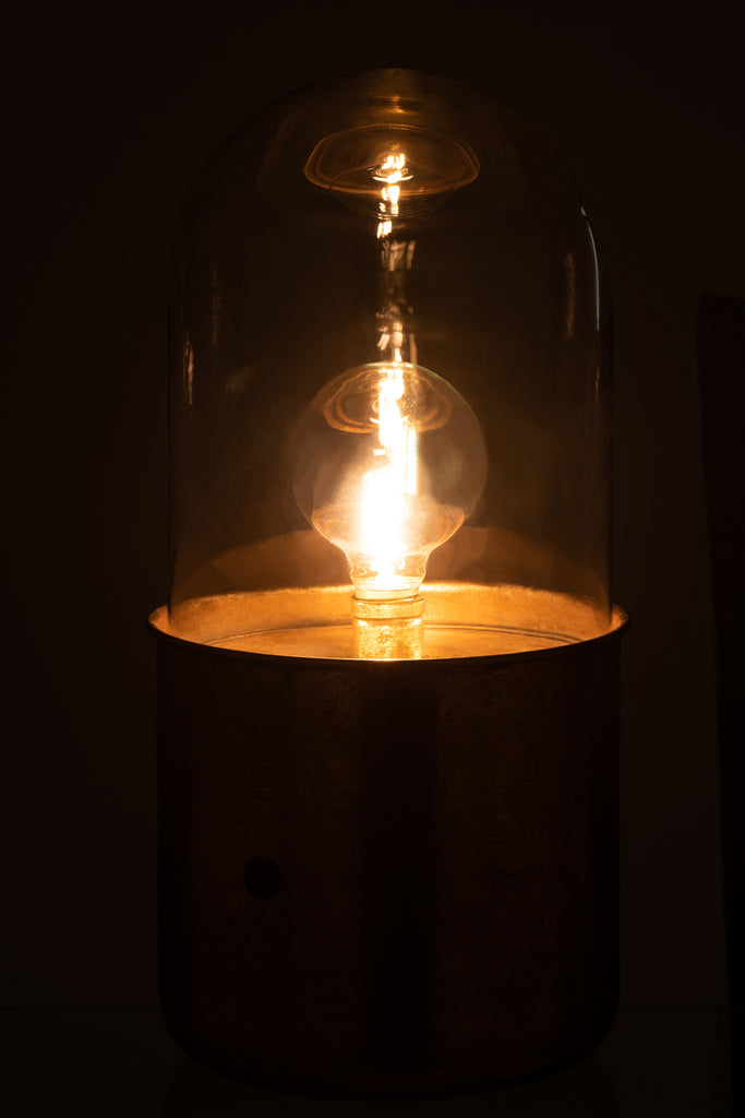 Tafellamp Antiek Led Glas/Zink Goud Groot