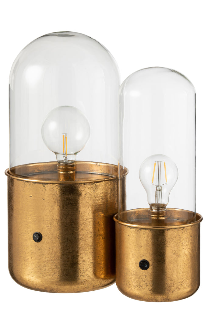 Tafellamp Antiek Led Glas/Zink Goud Groot