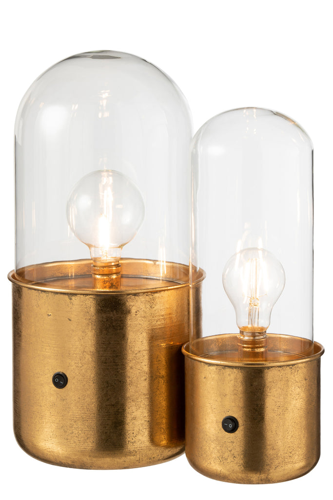 Tafellamp Antiek Led Glas/Zink Goud Groot