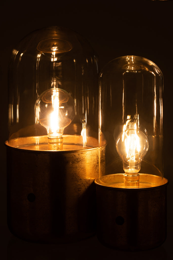Tafellamp Antiek Led Glas/Zink Goud Groot