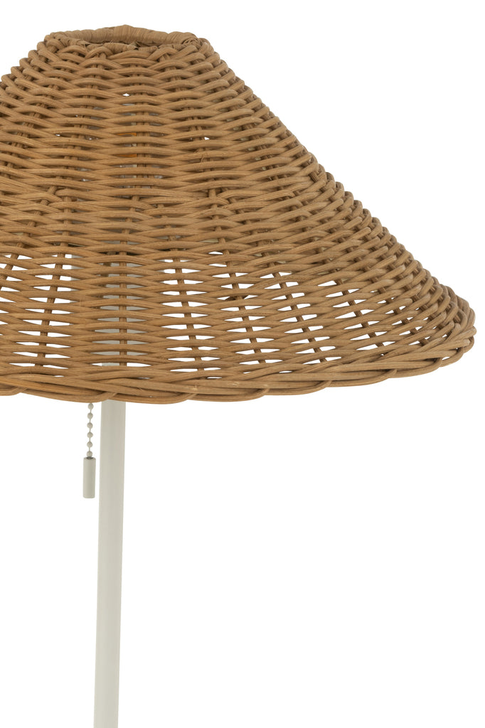 Tafellamp Metaal/Rotan Wit/Natuurlijk